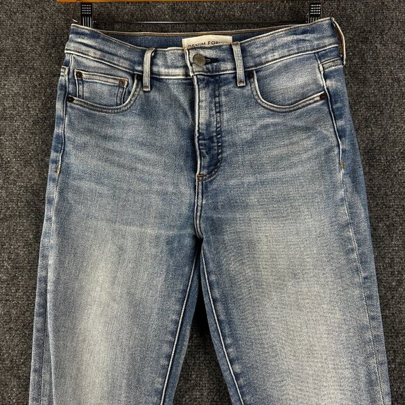 Denim Forum Jeans Womens 28 The Nico Mid Rise Skinny Crop Light Wash Stretch - Picture 3 of 10